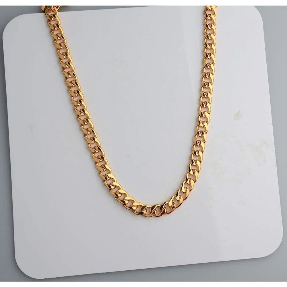 Men Gold Fake Gold Chain Feel Real Solid 18k Plated Necklace 24 Inch 10MM Chain